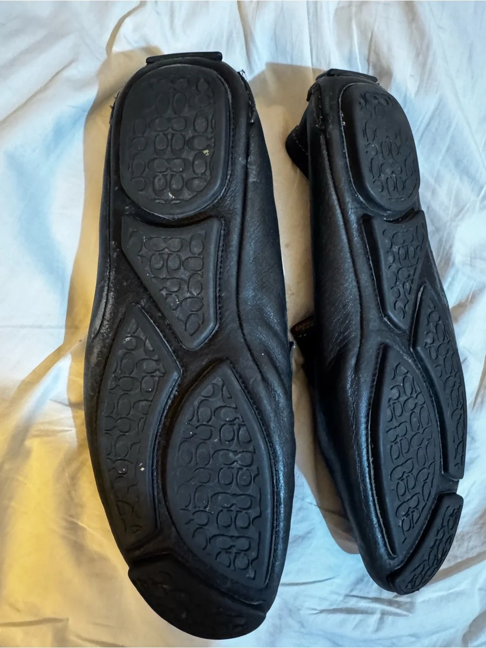 Coach Black Leather Men’s Slip-On Loafers with Brass Buckle